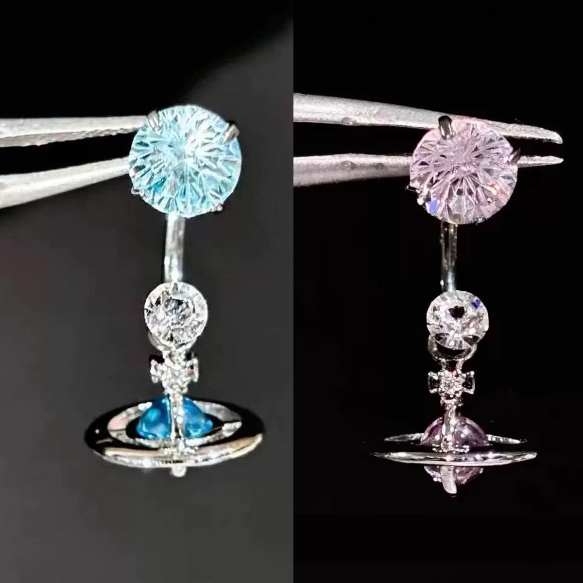 Fireworks Cut Saturn Drop Earrings