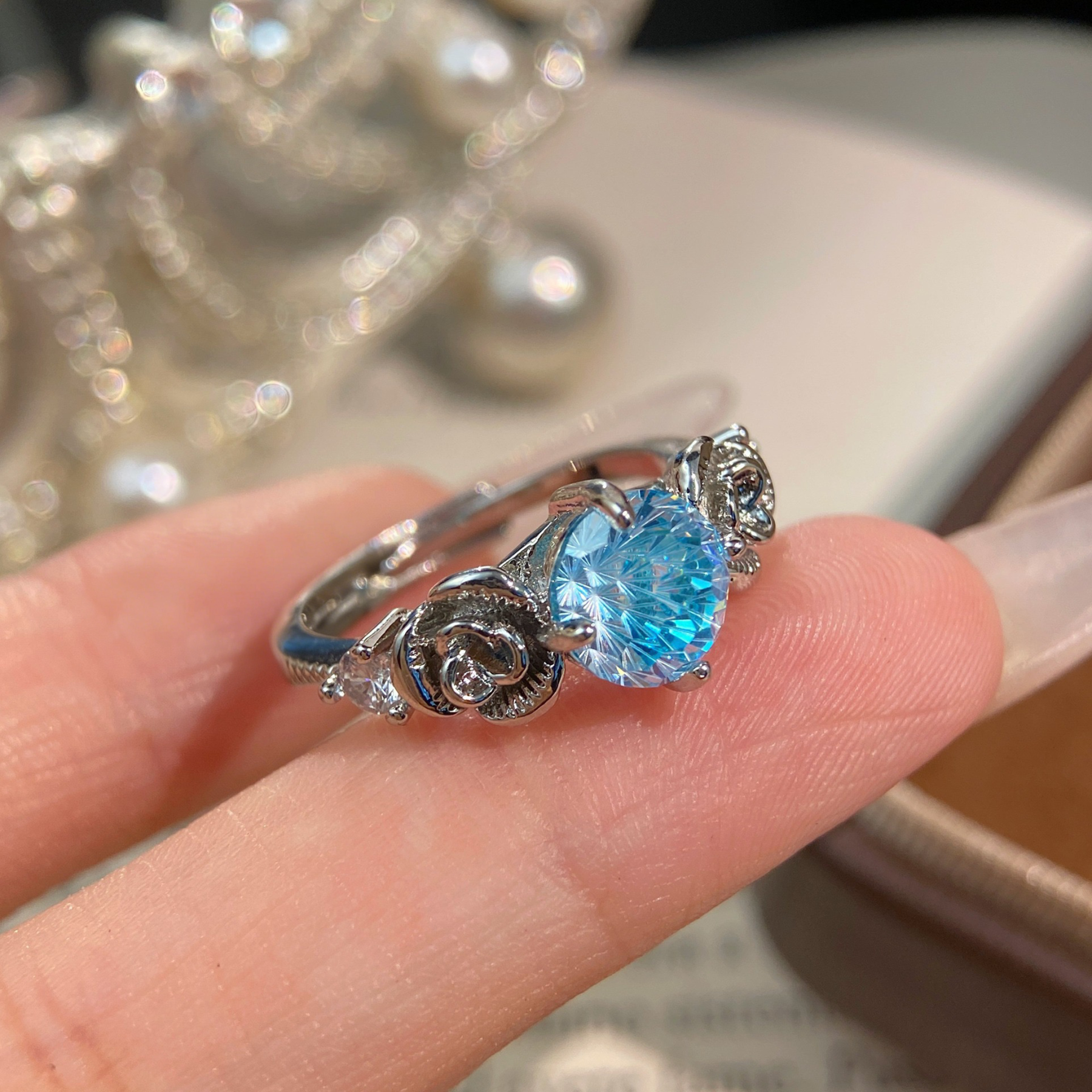 Fireworks Cut Zirconia Open Ring - Blooming Burst