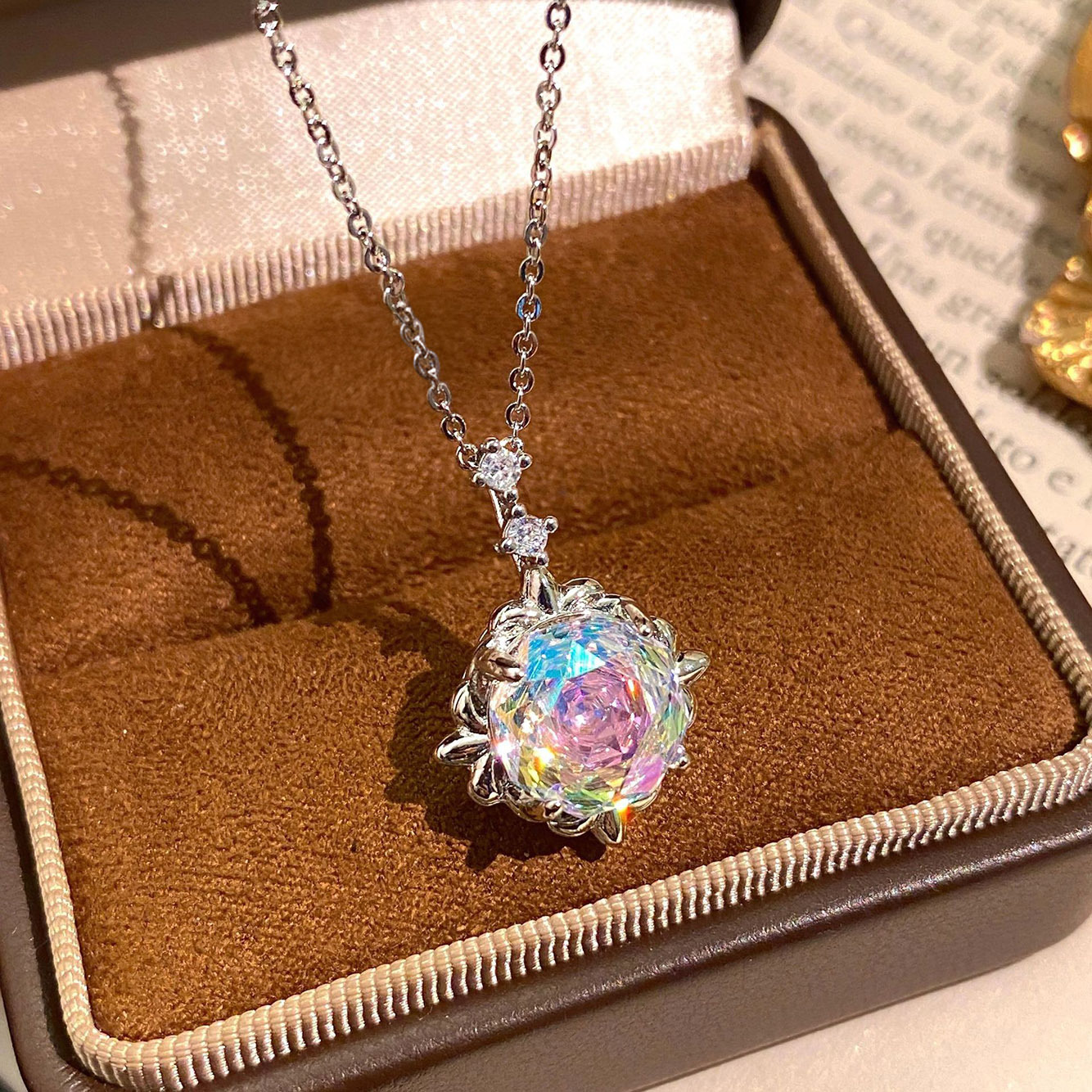 Rose Cut Zirconia Pendant Necklace - Classic Bloom