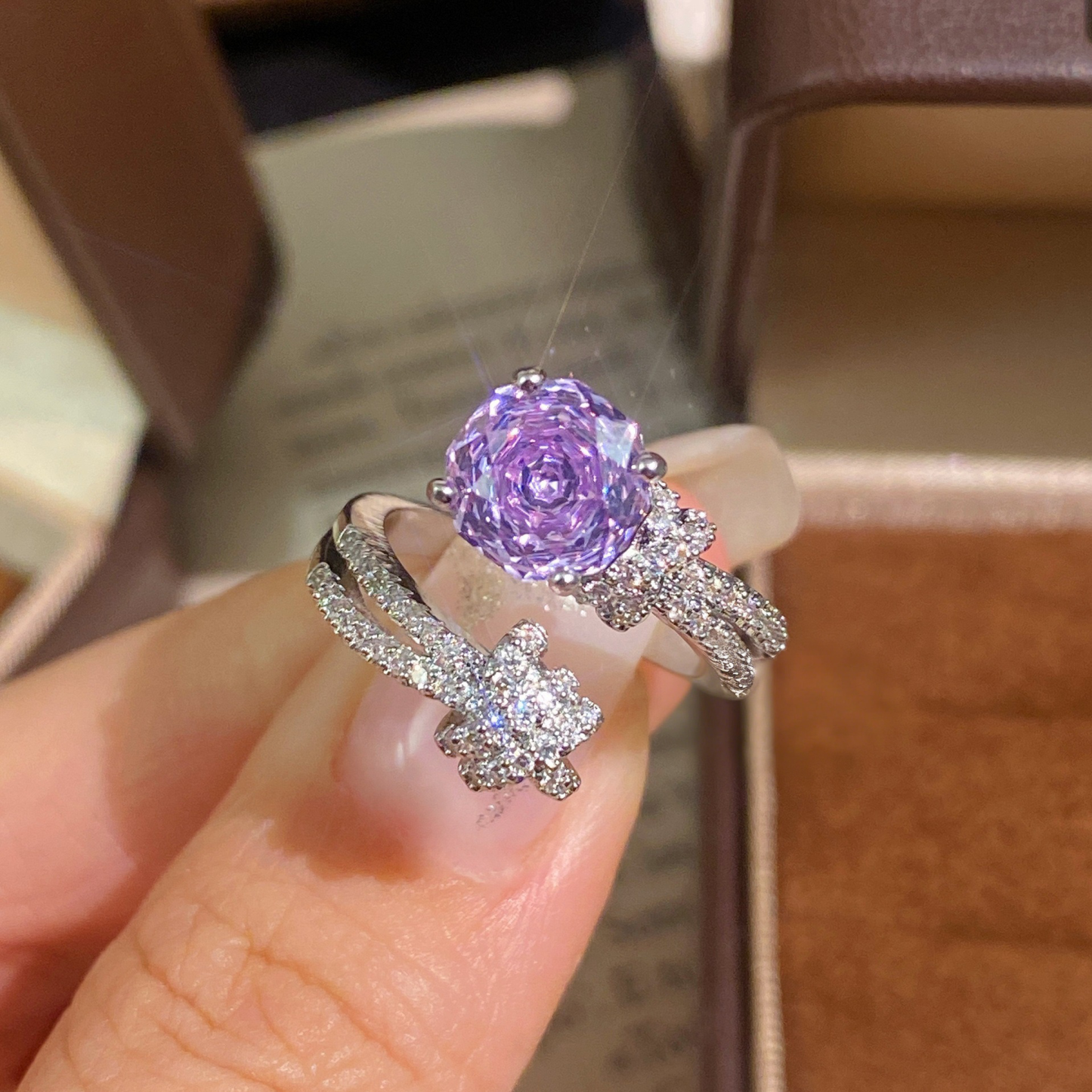 Rose Cut Zirconia Open Ring - Meteor