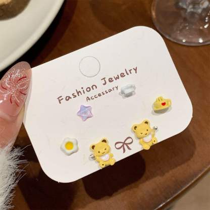 Cute Critters Stud Earrings Set (3 Pairs)