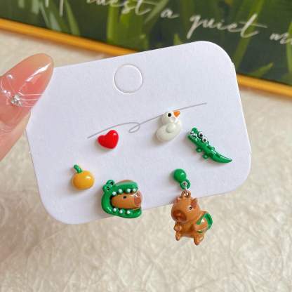 Cute Critters Stud Earrings Set (3 Pairs)