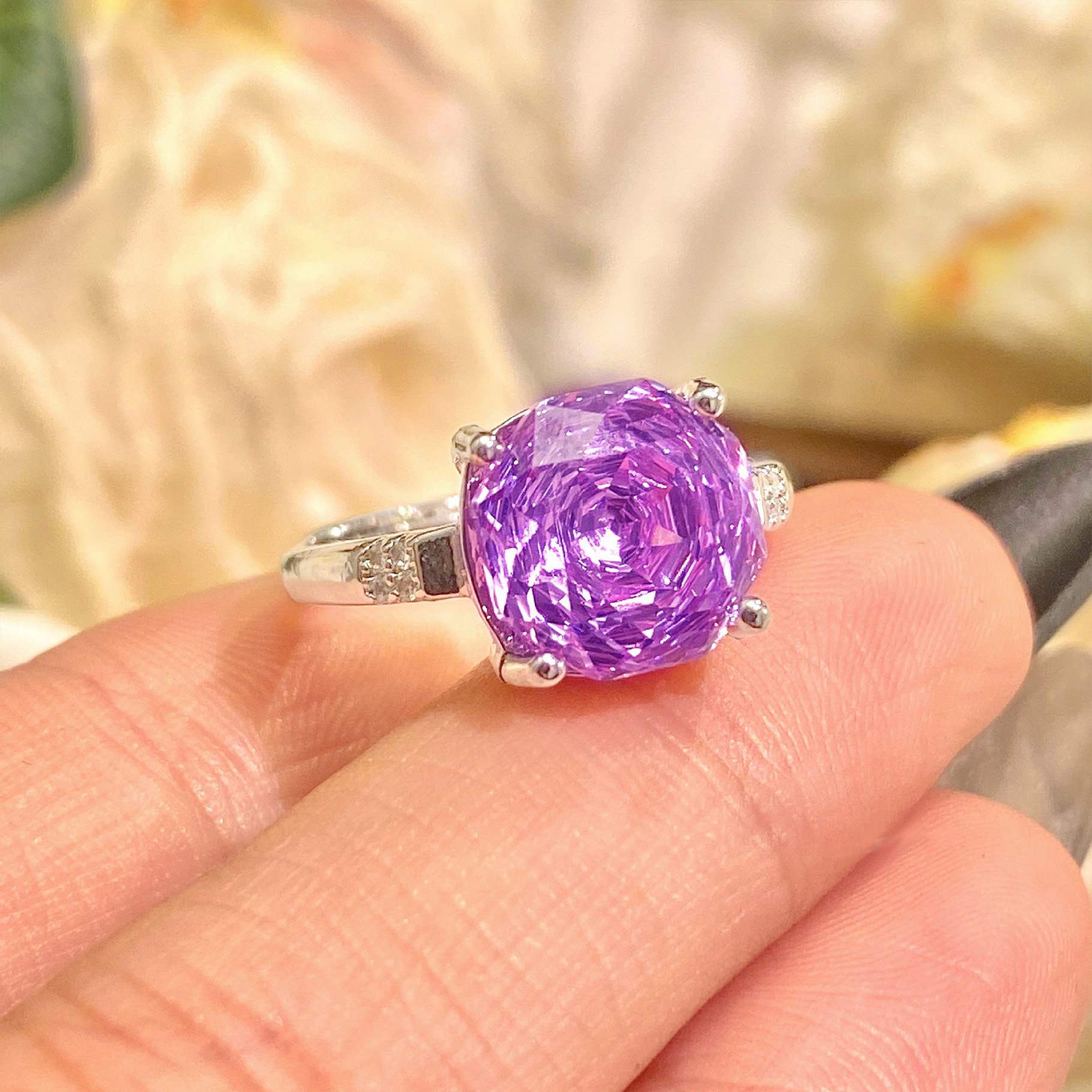 Rose Cut Zirconia Open Ring