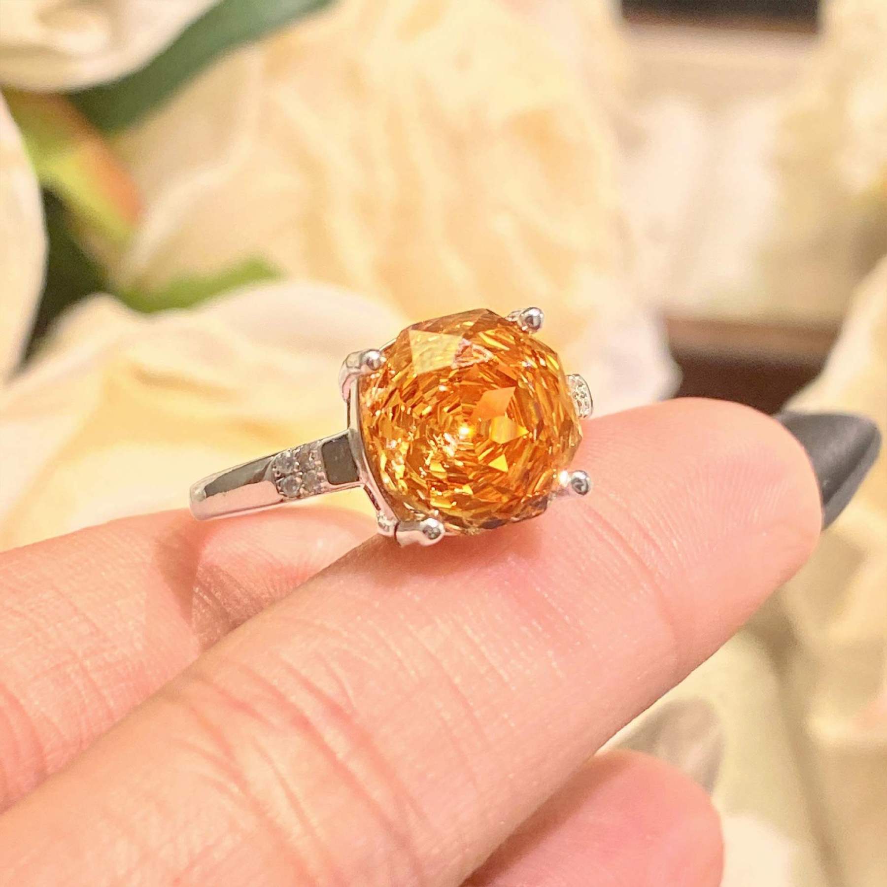 Rose Cut Zirconia Open Ring