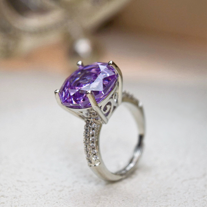 Rose Cut Zirconia Open Ring - Prism