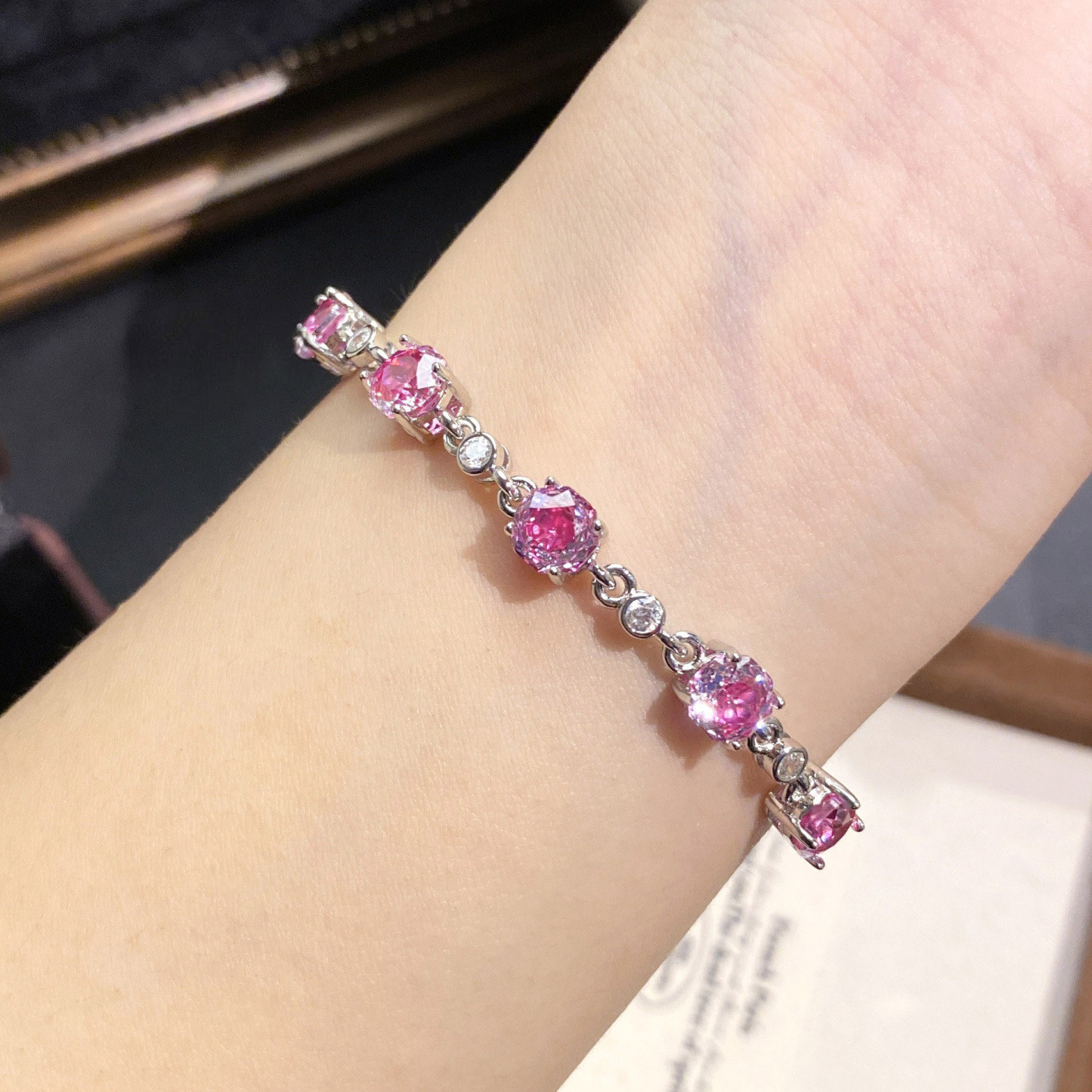 Rose Cut Zirconia Chain Bracelet