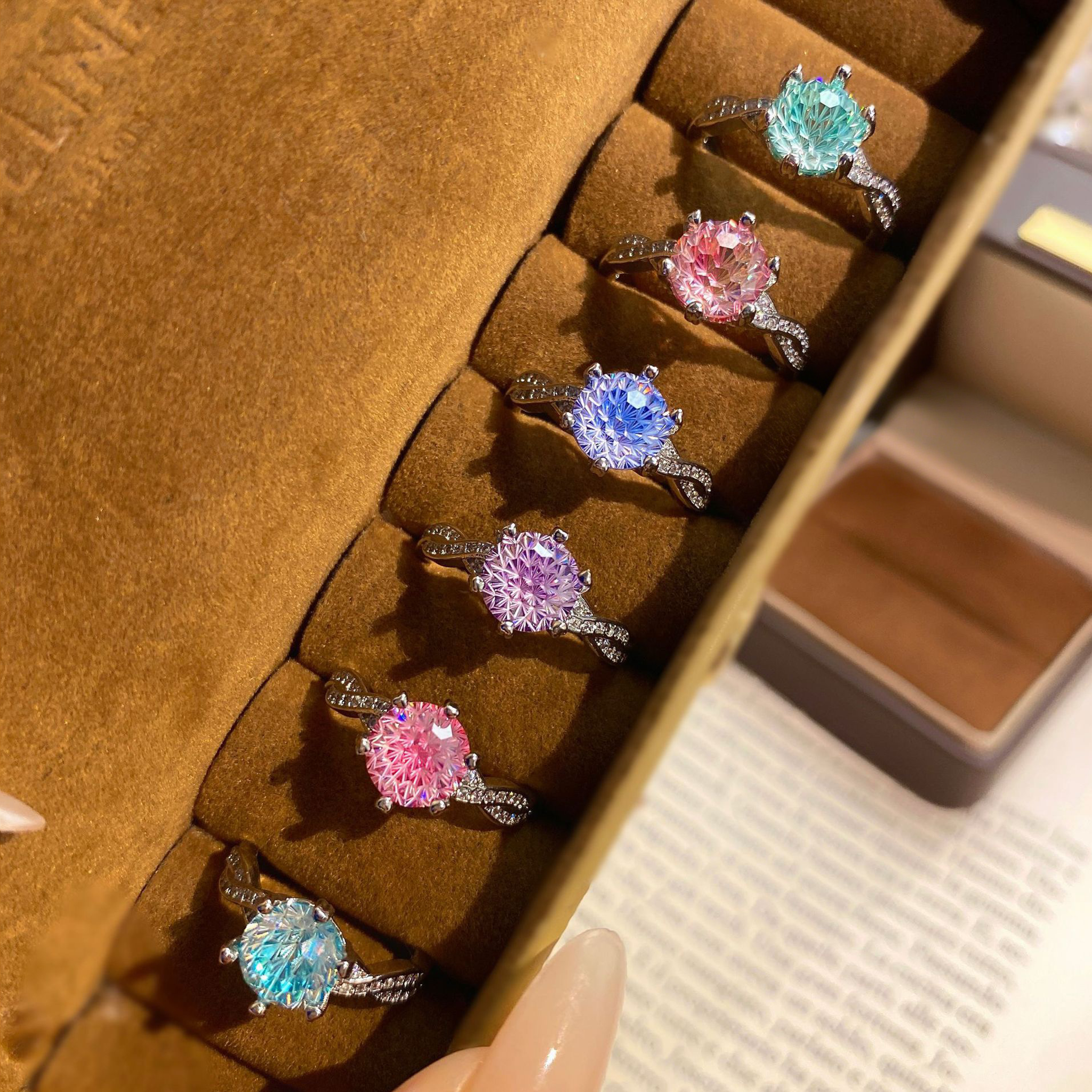 Fireworks Cut Zirconia Open Ring - Waves