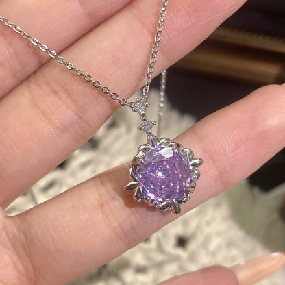 Rose Cut Zirconia Pendant Necklace - Classic Bloom