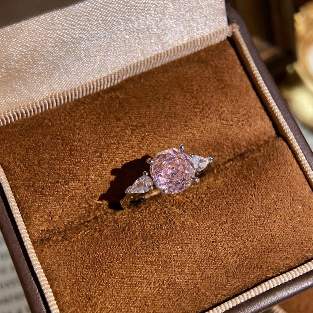 Rose Cut Zirconia Open Ring - Teardrop