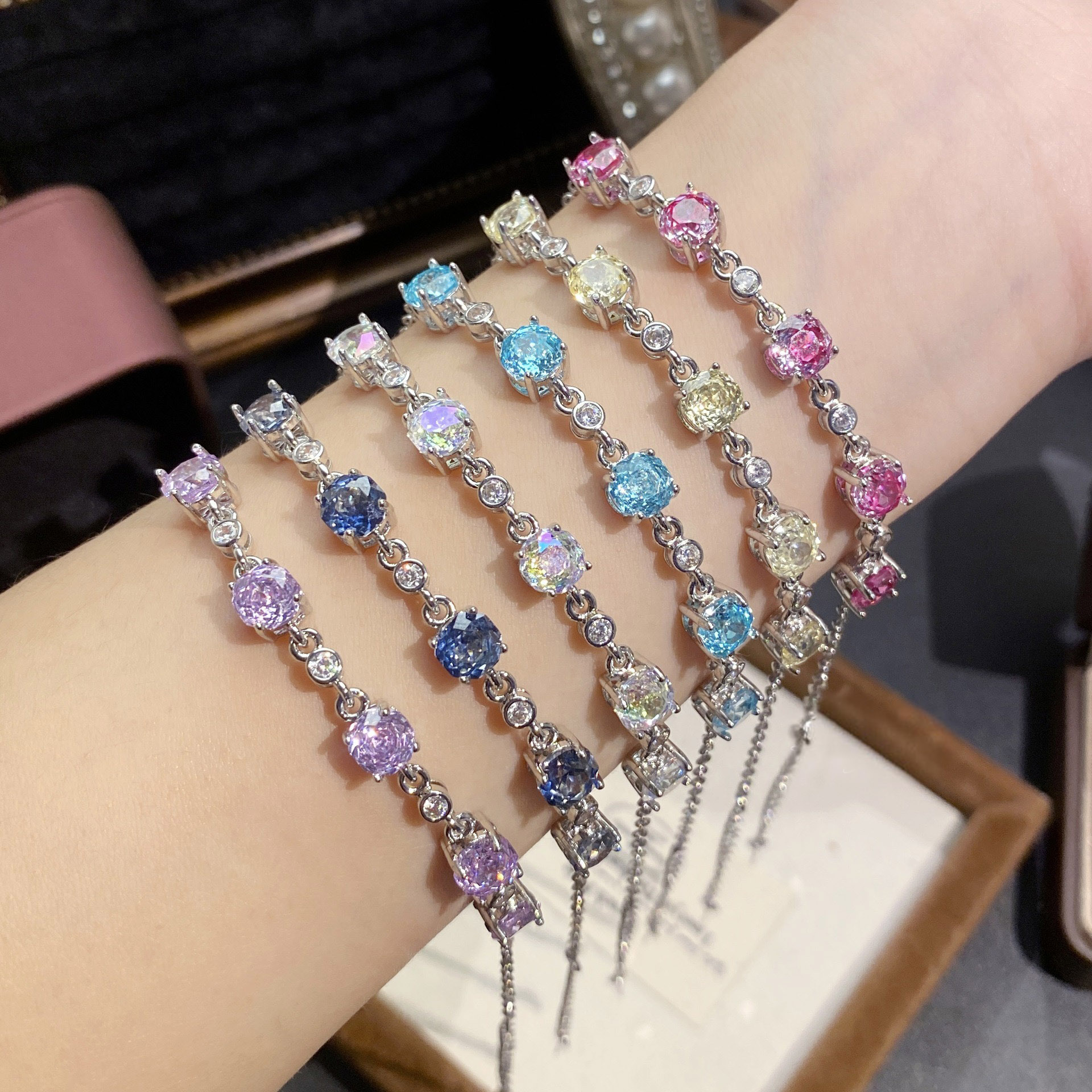 Rose Cut Zirconia Chain Bracelet