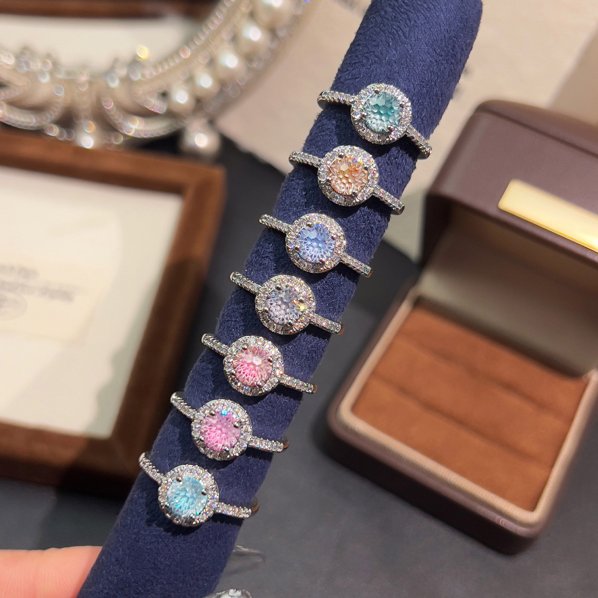 Fireworks Cut Zirconia Open Ring - Classic Halo