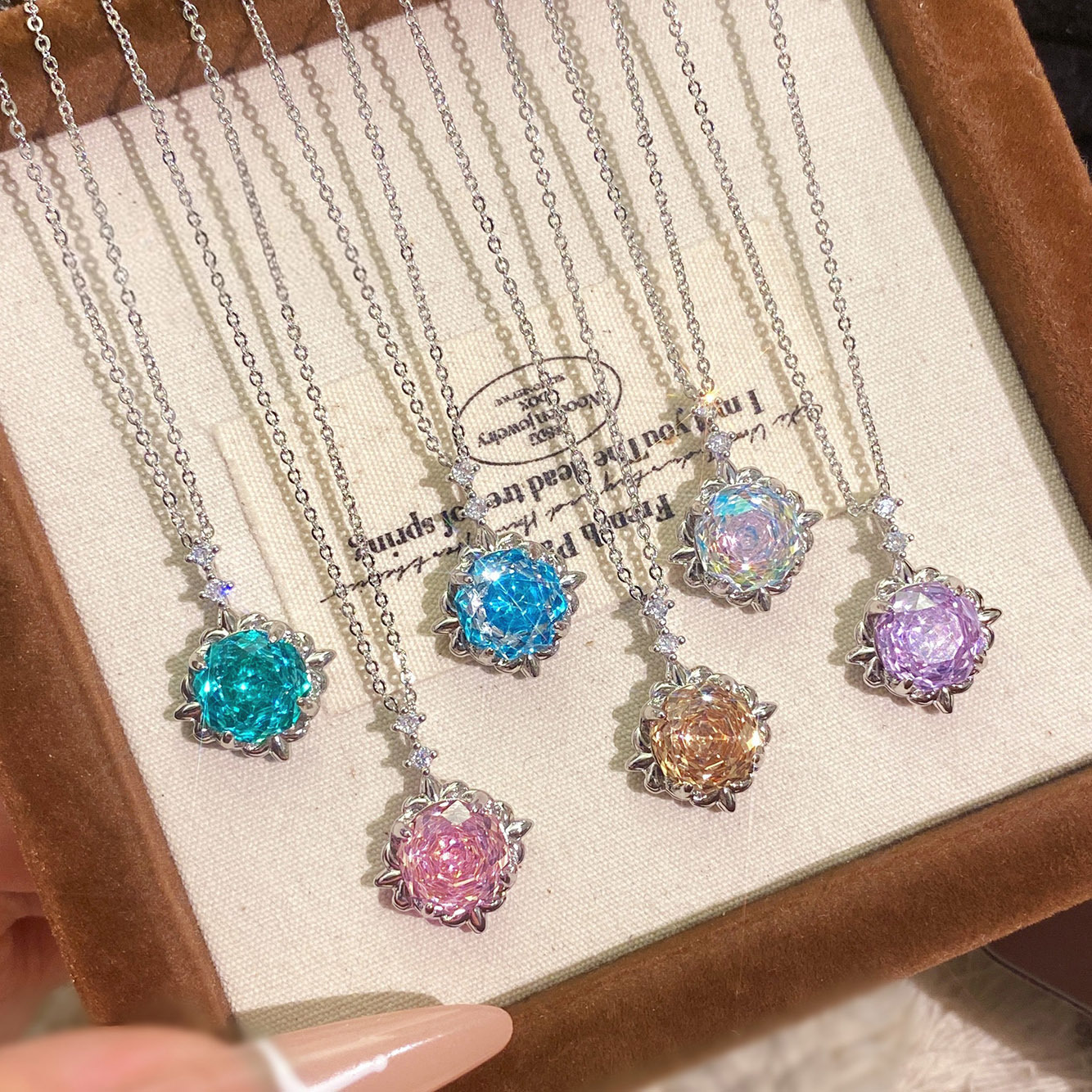 Rose Cut Zirconia Pendant Necklace - Classic Bloom