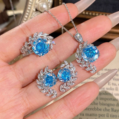 Rose Cut Zirconia Jewelry Set - Floral