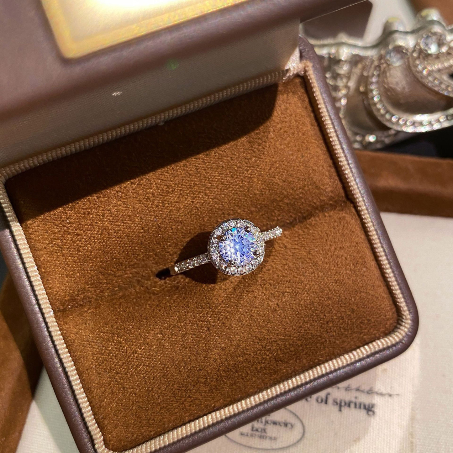 Fireworks Cut Zirconia Open Ring - Classic Halo