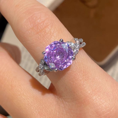 Rose Cut Zirconia Open Ring - Ribbon