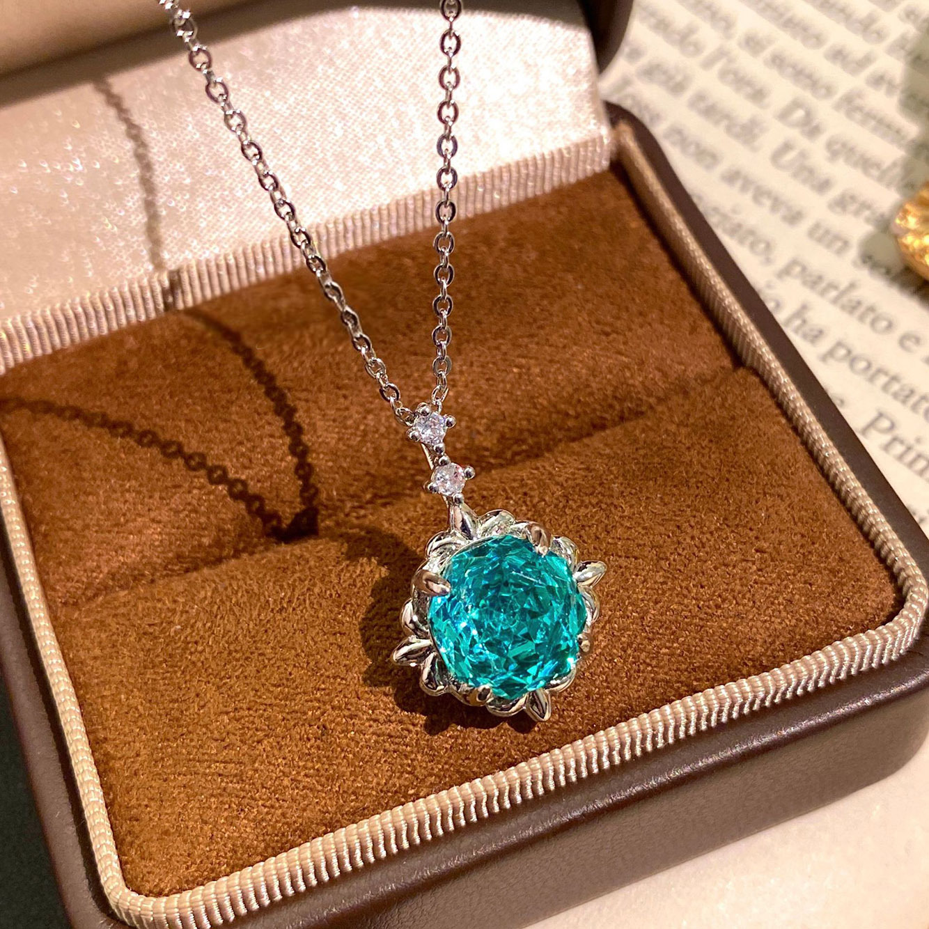 Rose Cut Zirconia Pendant Necklace - Classic Bloom