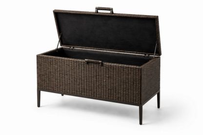 Outdoor Wicker Storage Box Brown Steel Frame Length100cm