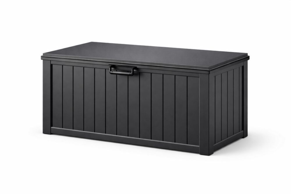 Black Resin Outdoor Storage Box 120 Gallon 60W x 25D x 24H Inches