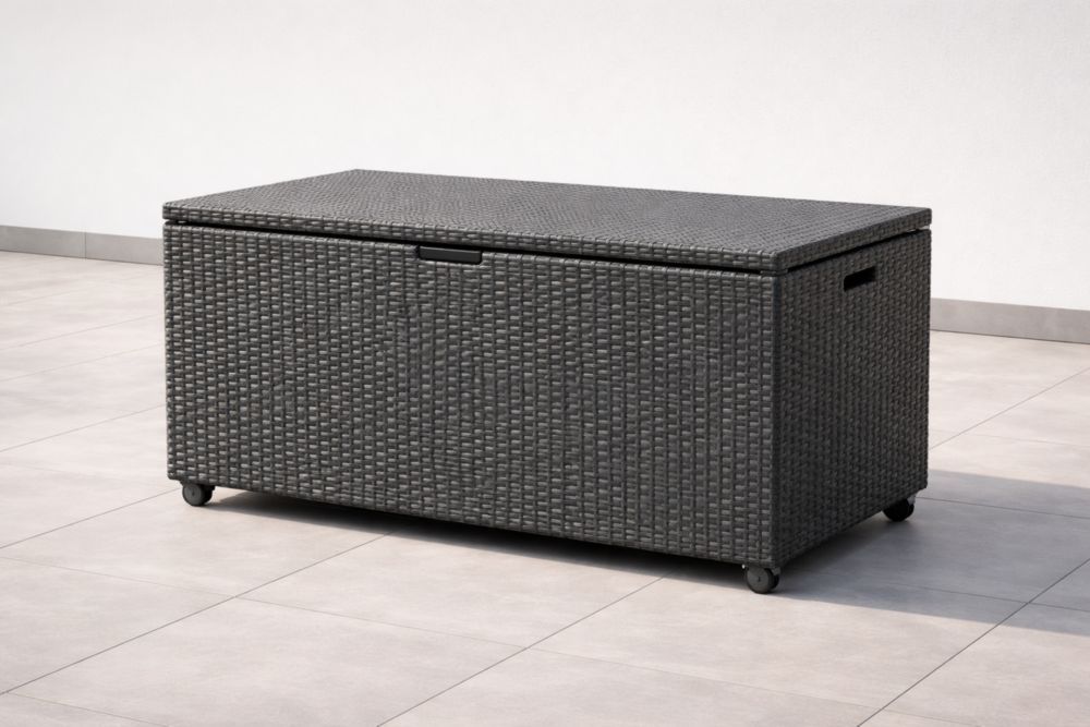 Outdoor Storage Box Synthetic Wicker Dark Gray 120cm x 60cm x 50cm(L × W × H)