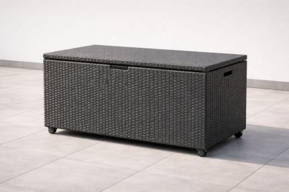 Outdoor Storage Box Synthetic Wicker Dark Gray 120cm x 60cm x 50cm(L × W × H)
