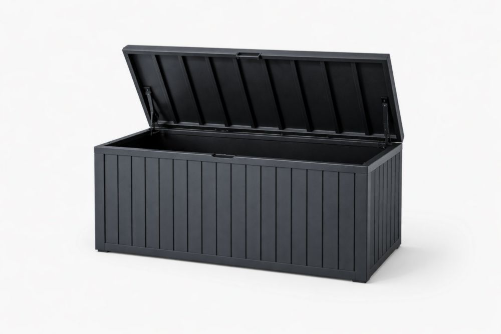 Black Rectangular Outdoor Storage Box 350L Resin