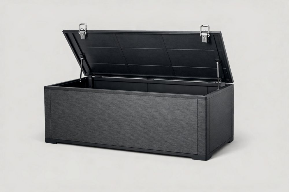 Resin Outdoor Storage Box Black 120cm x 56cm x 63cm(L × W × H)