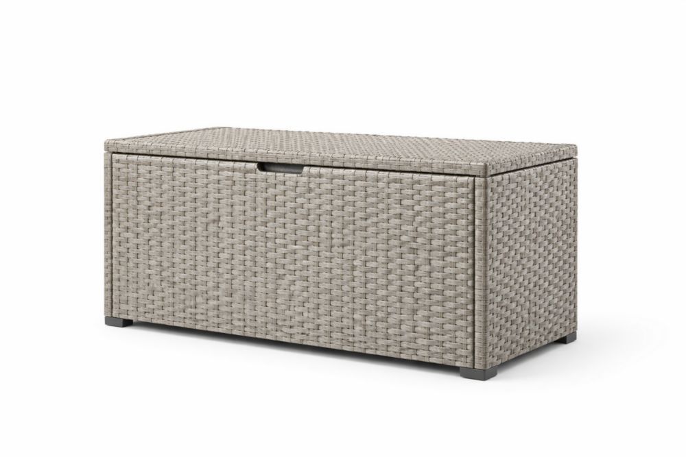 PE Wicker Outdoor Storage Box Rectangle Gray
