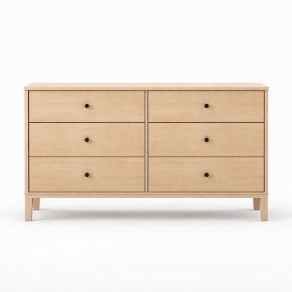 Oak 6-drawer chest, natural finish