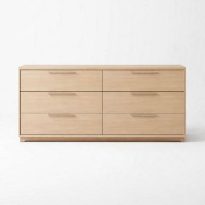 Solid wood 6-drawer chest in natural oak finish