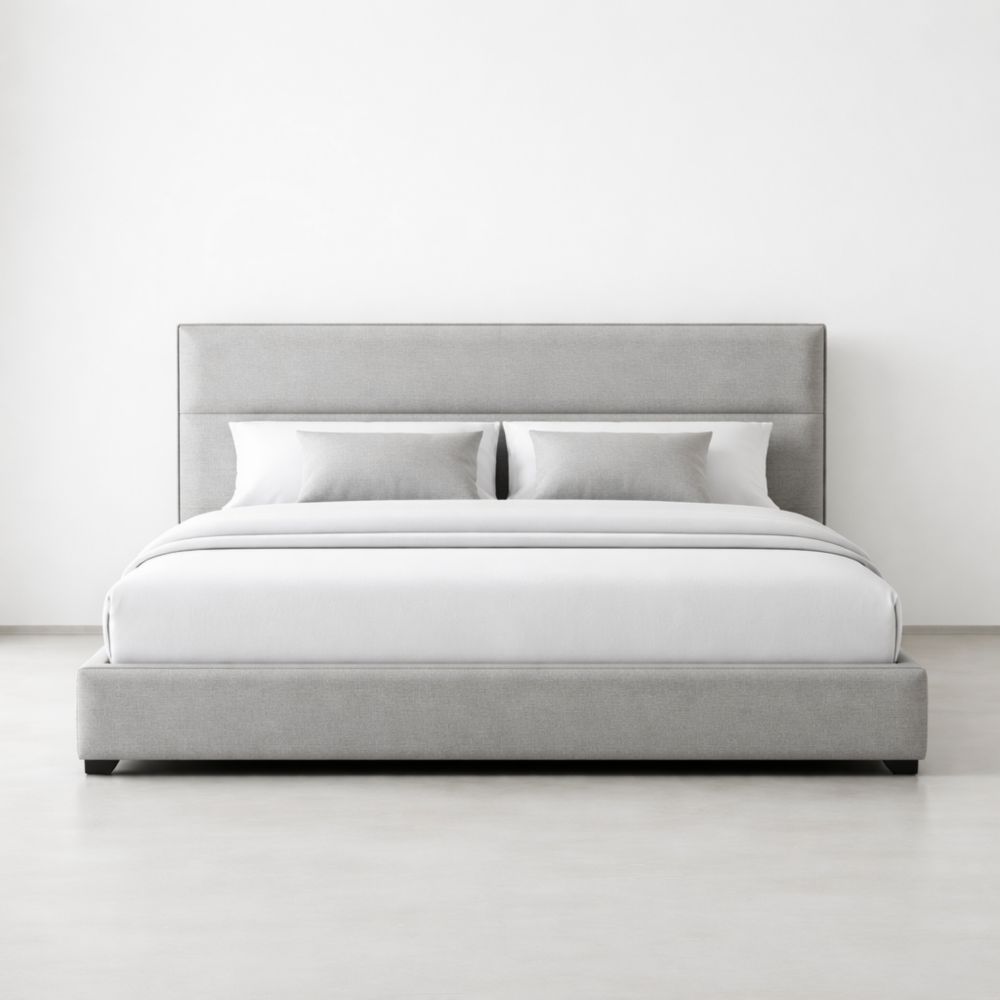 Gray polyester fabric double bed with mattress