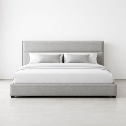 Gray polyester fabric double bed with mattress