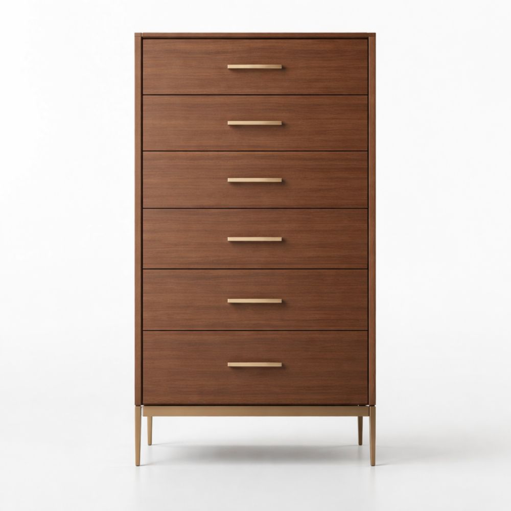 Wooden Dresser with Six Drawers Brown