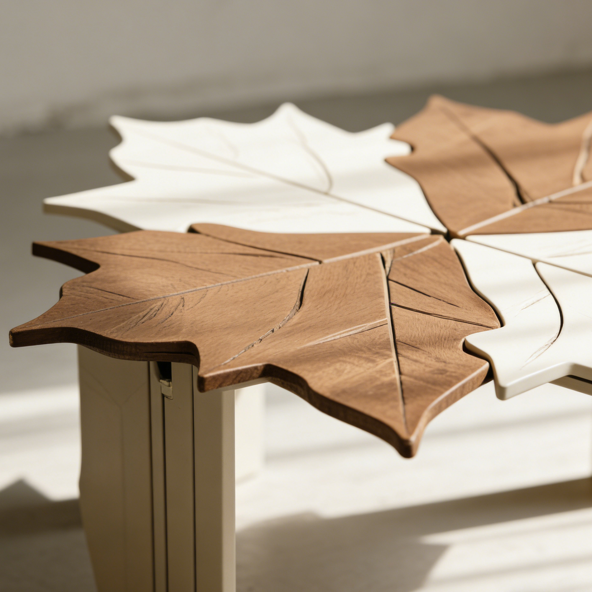 創意實木葉片客廳茶几