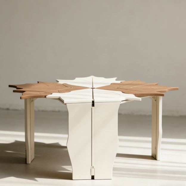 創意實木葉片客廳茶几