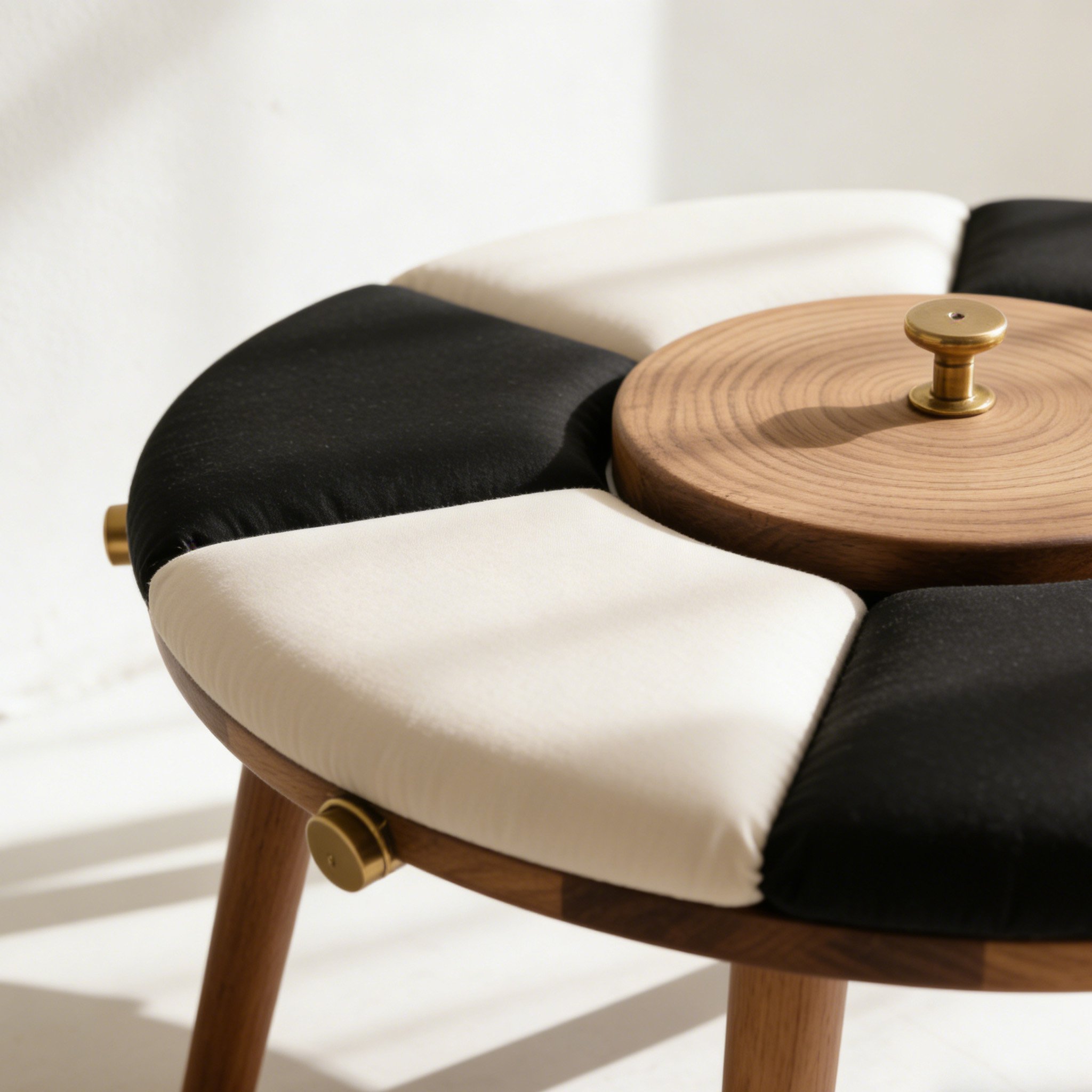 現代客廳皮革旋轉茶几擺設