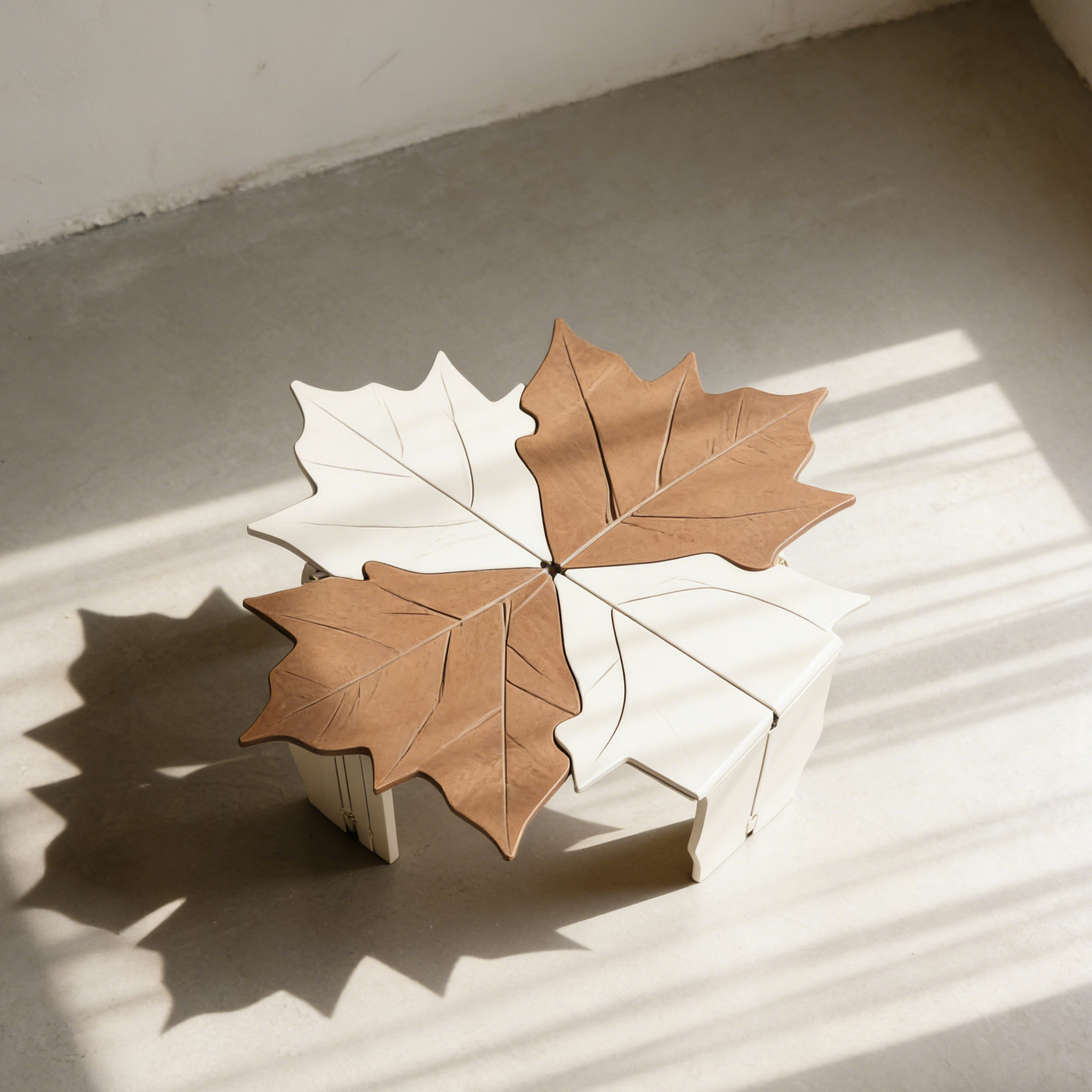 創意實木葉片客廳茶几