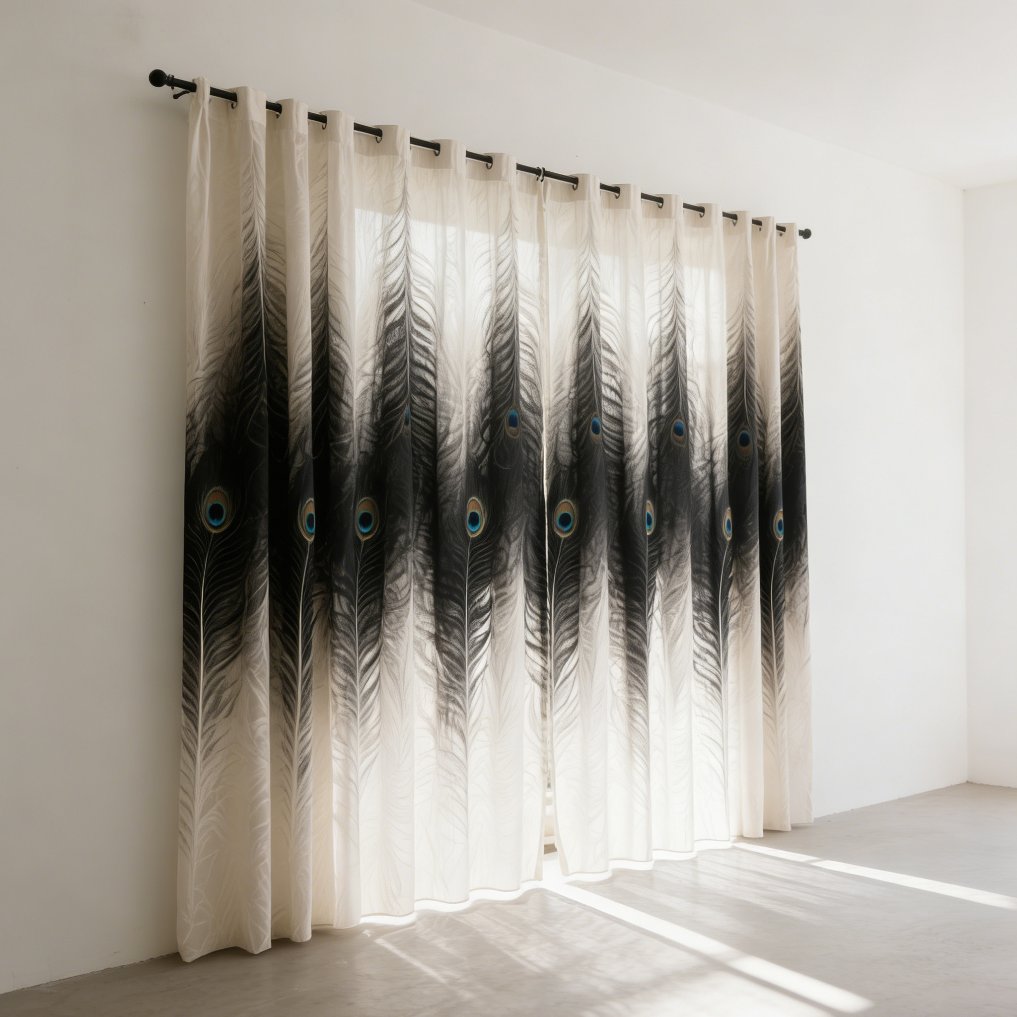 孔雀羽毛圖案窗簾