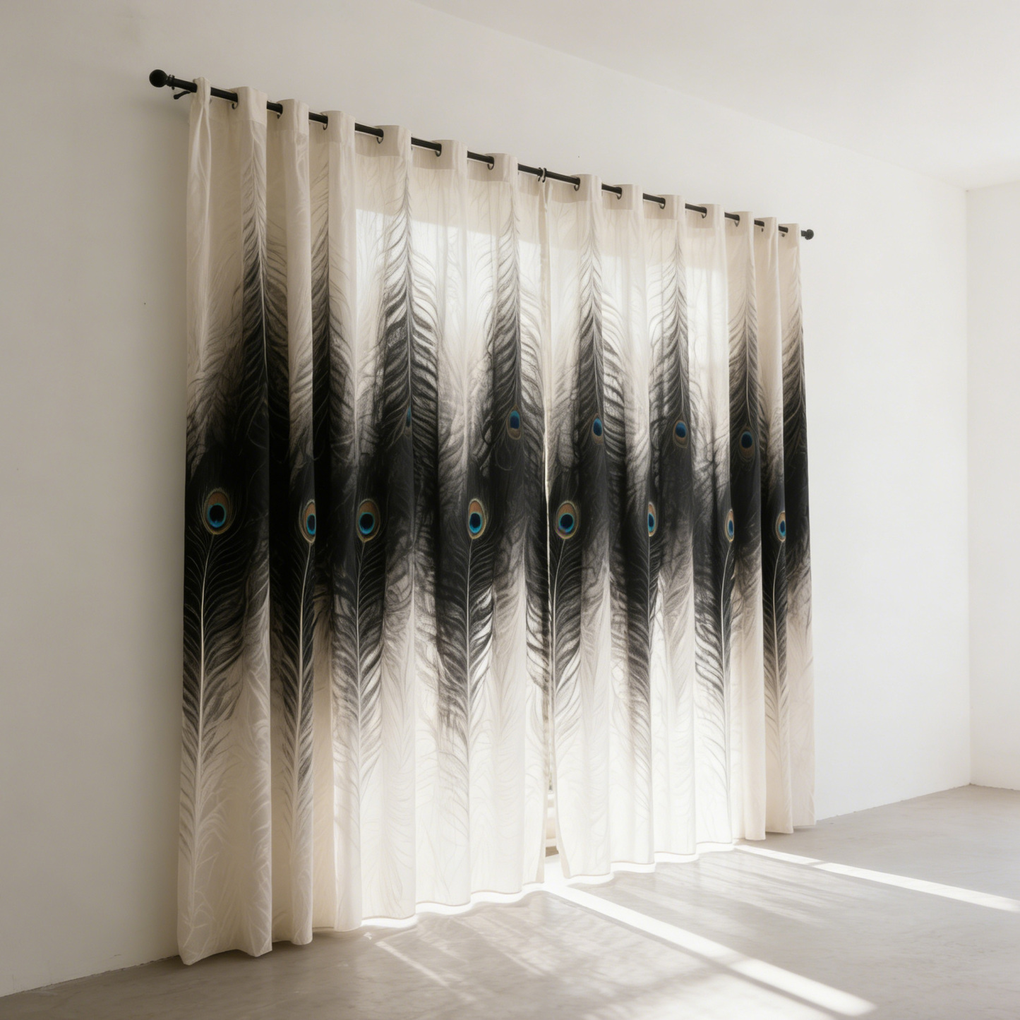 孔雀羽毛圖案窗簾