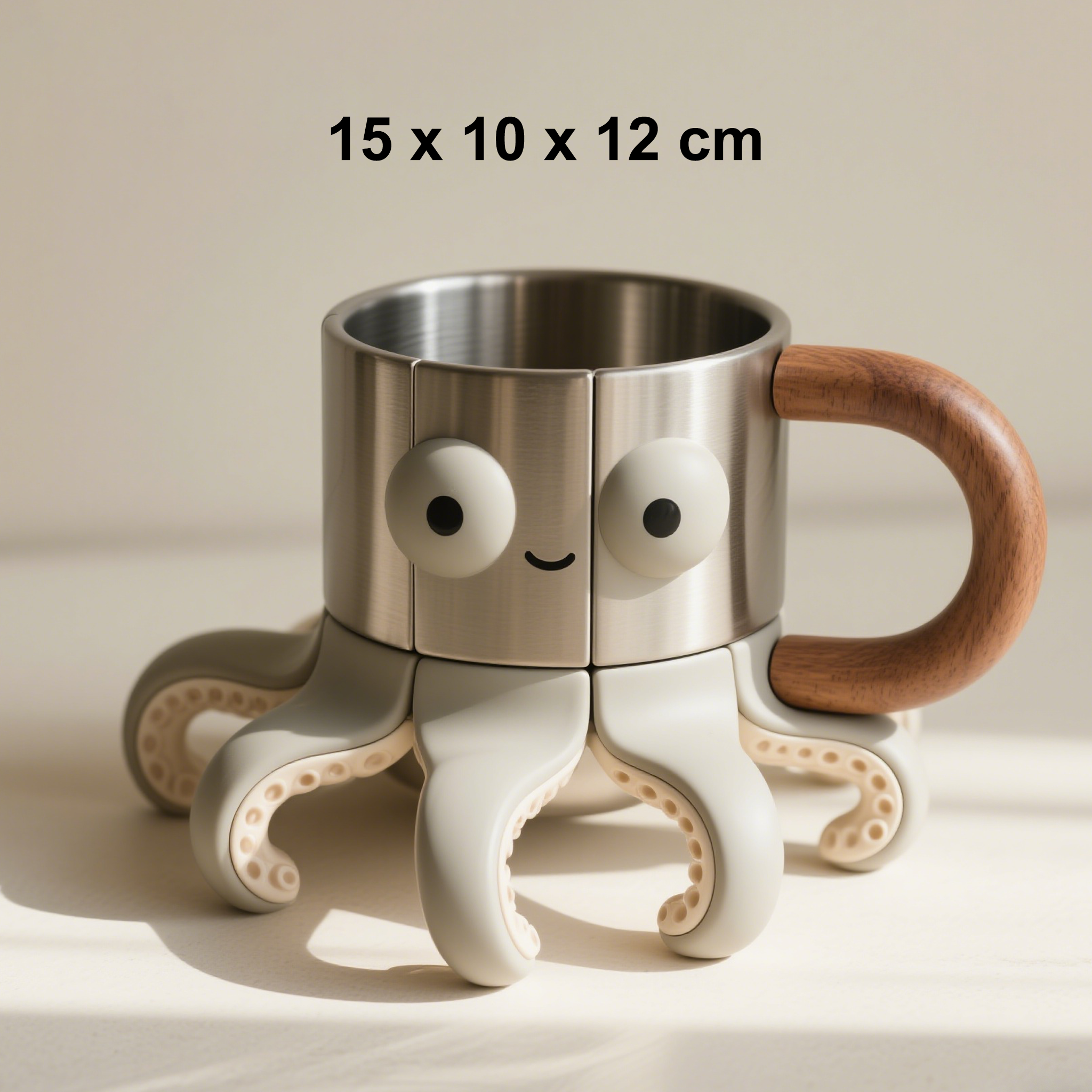 不鏽鋼咖啡杯組章魚造型細節展示