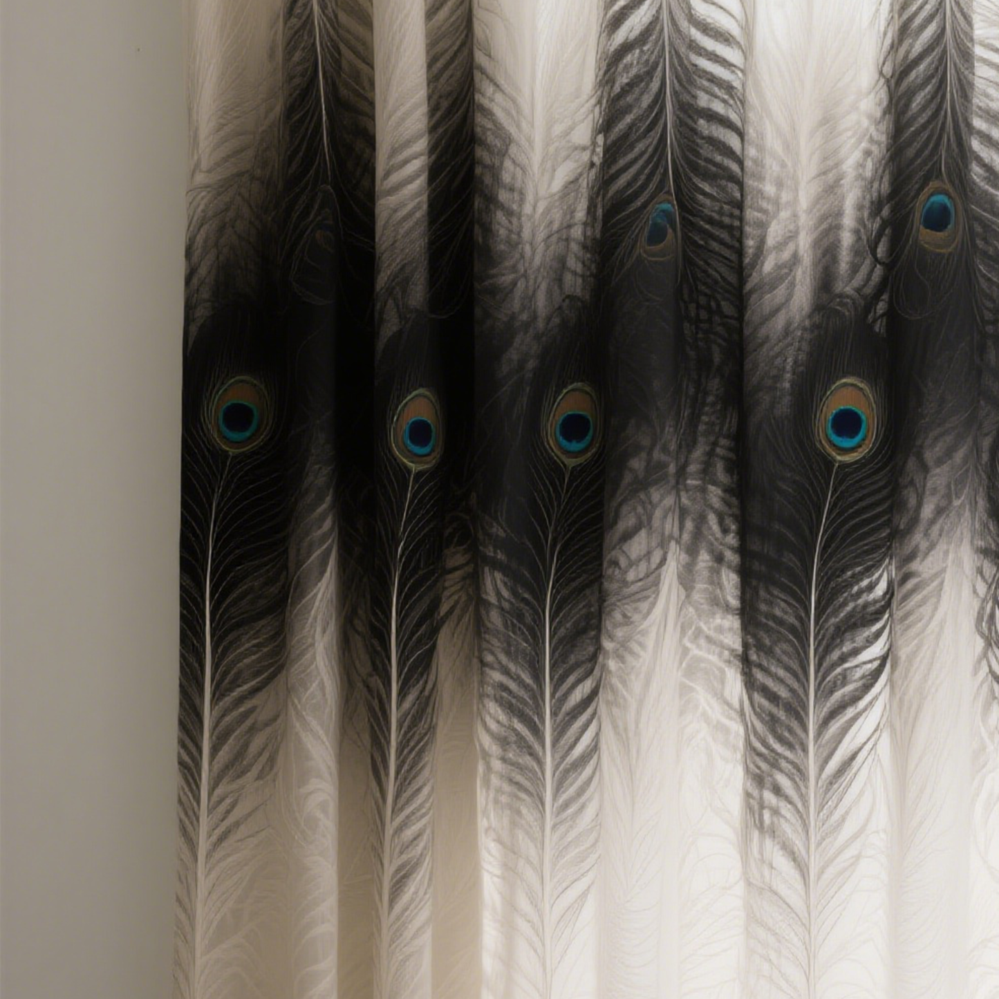 孔雀羽毛圖案窗簾