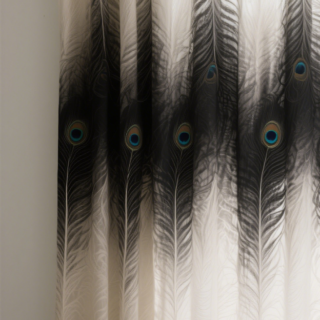 孔雀羽毛圖案窗簾