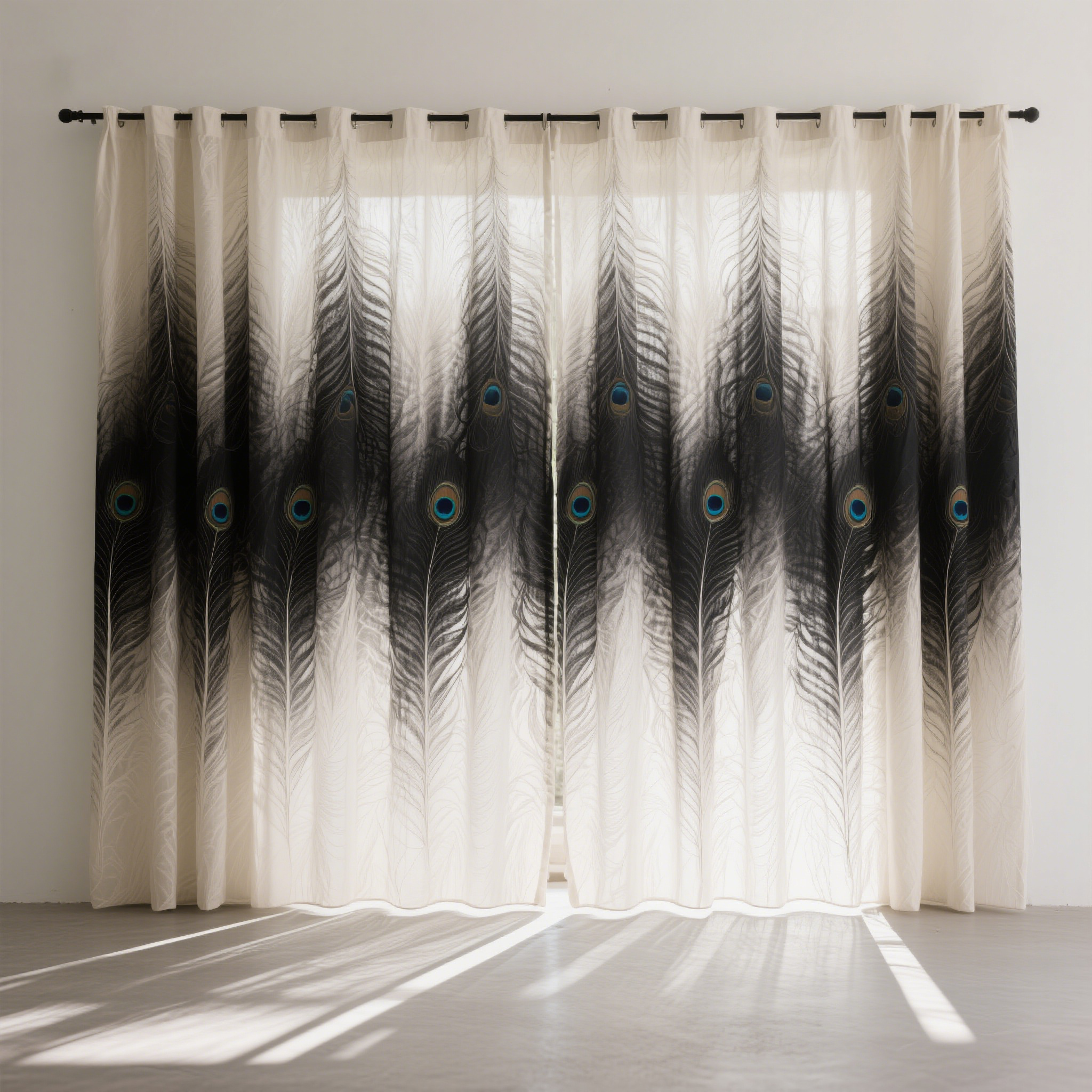 孔雀羽毛圖案窗簾