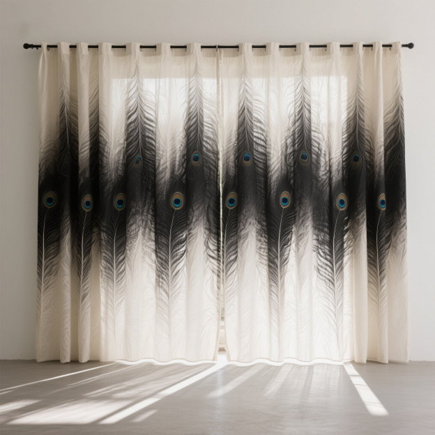 孔雀羽毛圖案窗簾