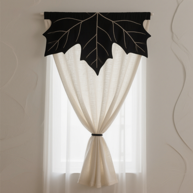 秋意楓情隔光布簾 