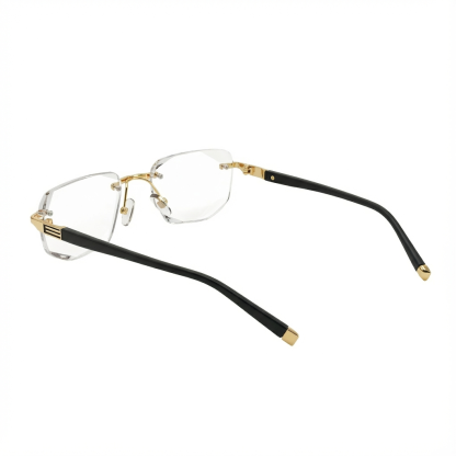 ゴールドのフレームレス レトロ老眼鏡