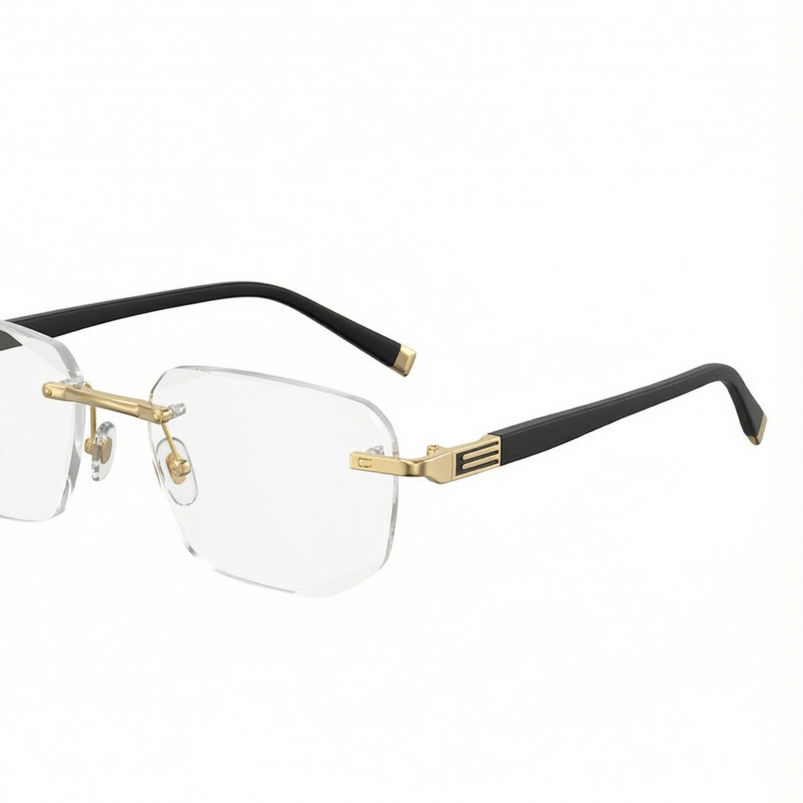 ゴールドのフレームレス レトロ老眼鏡