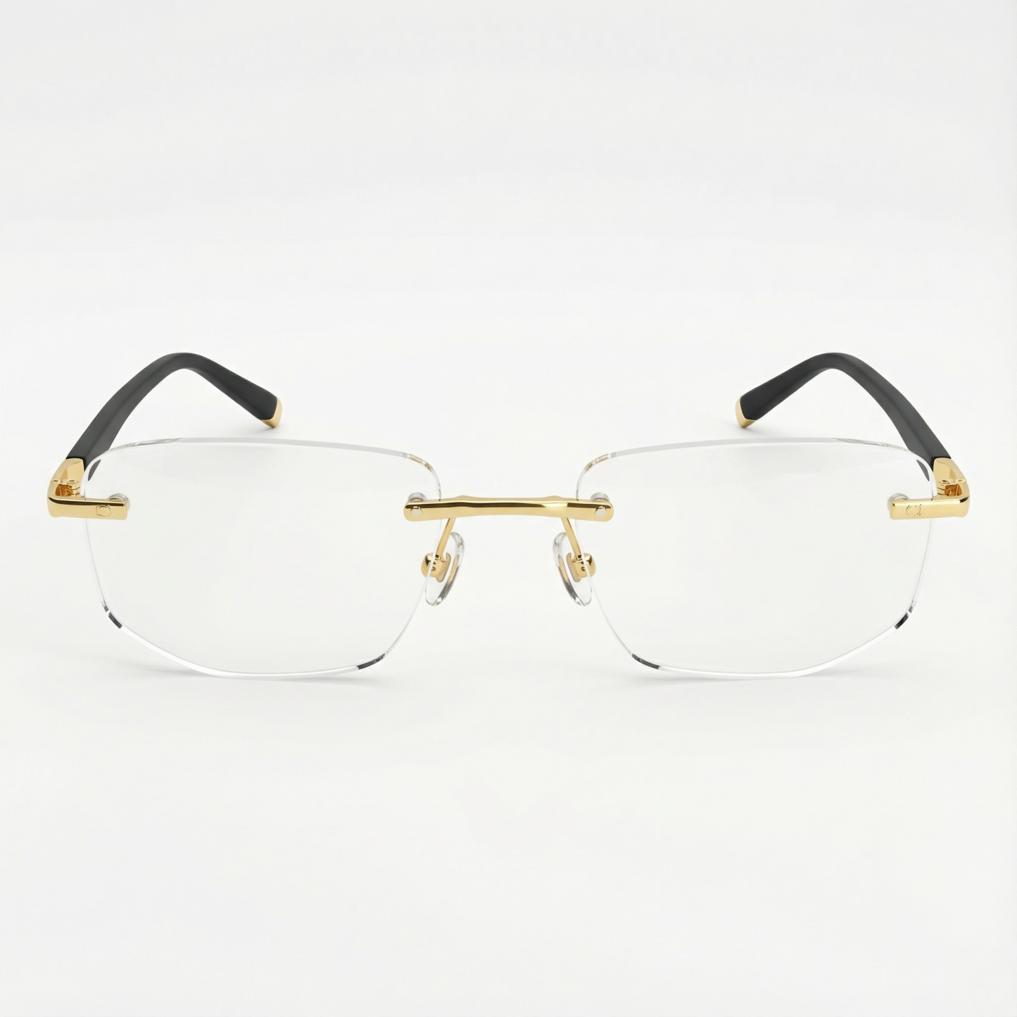 ゴールドのフレームレス レトロ老眼鏡