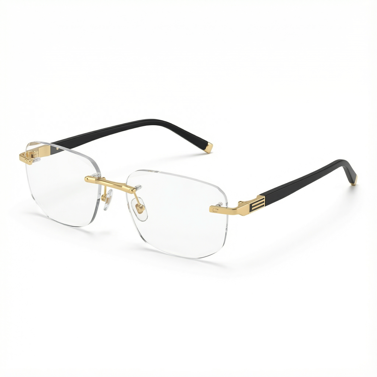 ゴールドのフレームレス レトロ老眼鏡