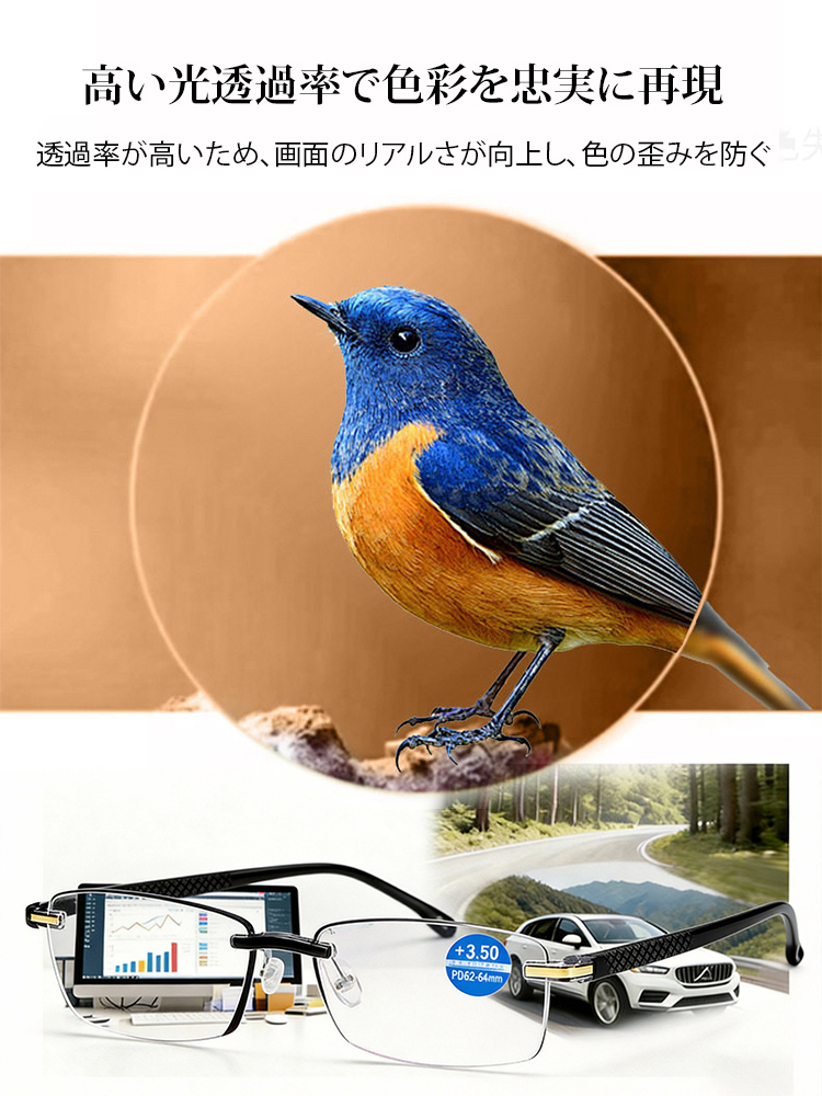 フレームなし老眼鏡