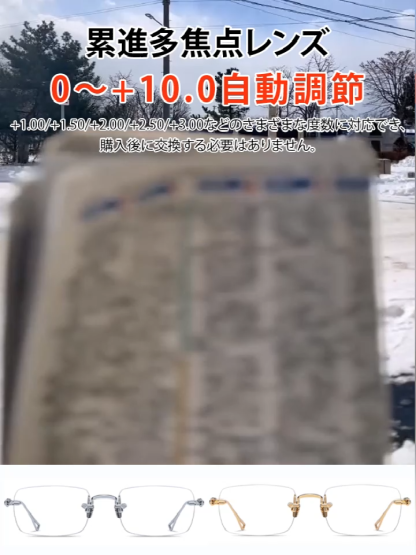 【日本製】福井県鯖江市産 調光オートフォーカス老眼鏡｜超軽量(5g)フレームレスレンズ✨2026年お正月期間限定半額セール！